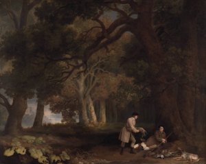 A Repose after Shooting by George Stubbs Oil Painting