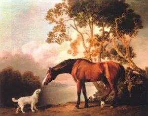 Bay Horse and White Dog painting by George Stubbs