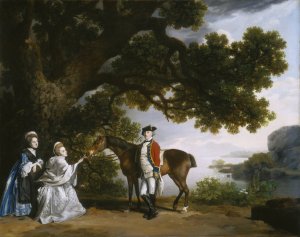 Captain Samuel Sharpe Pocklington with His Wife, Pleasance, and possibly His Sister, Frances by George Stubbs Oil Painting