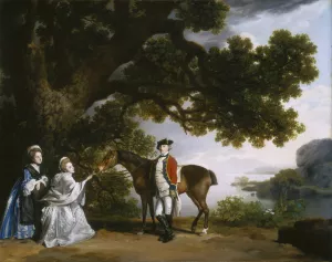 Captain Samuel Sharpe Pocklington with His Wife, Pleasance, and possibly His Sister, Frances by George Stubbs Oil Painting