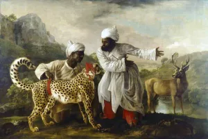 Cheetah and Stag with Two Indians by George Stubbs - Oil Painting Reproduction