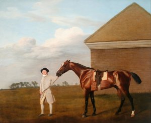 Firetail with his Trainer by the Rubbing-Down House on Newmarket Heath by George Stubbs Oil Painting