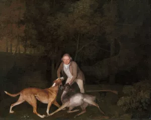 Freeman, the Earl of Clarendon's gamekeeper, with a dying doe and hound by George Stubbs Oil Painting