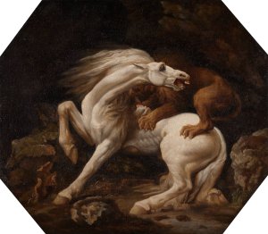 Horse Attacked by a Lion by George Stubbs Oil Painting