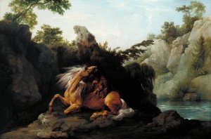 Horse Devoured by a Lion by George Stubbs Oil Painting