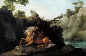 Horse Devoured by a Lion by George Stubbs Oil Painting