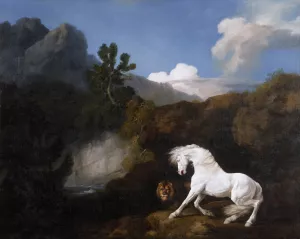 Horse Frightened by a Lion by George Stubbs Oil Painting