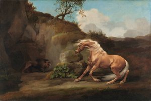 Horse Frightened by a Lion by George Stubbs Oil Painting