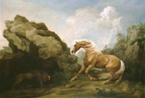 Horse Frightened by a Lion by George Stubbs Oil Painting