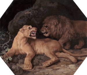 Lion and Lioness by George Stubbs Oil Painting