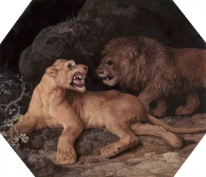 Lion and Lioness by George Stubbs Oil Painting