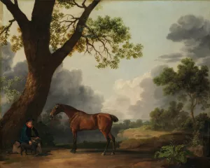 The Third Duke of Dorset's Hunter with a Groom and a Dog by George Stubbs Oil Painting