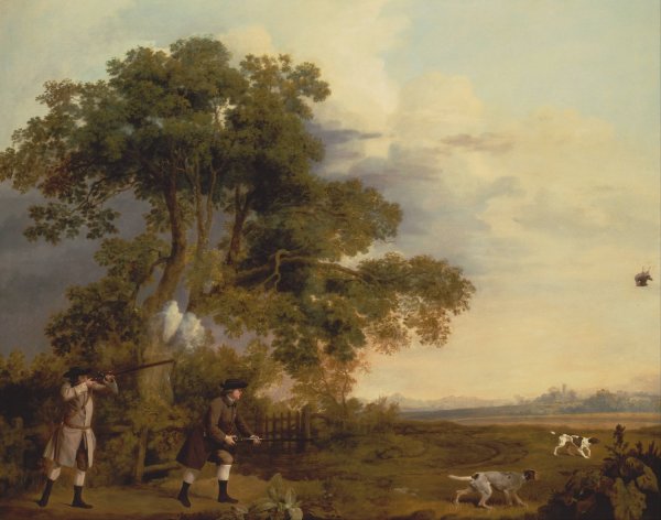 Two Gentlemen Shooting by George Stubbs - Hand-Painted Oil Painting Reproduction