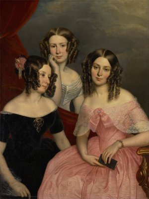 The Three Robinson Sisters by George Theodore Berthon Oil Painting