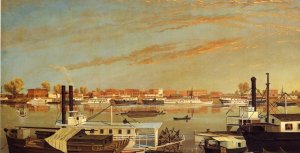 View of Sacramento, California, from across the Sacramento River by George Tirrell Oil Painting