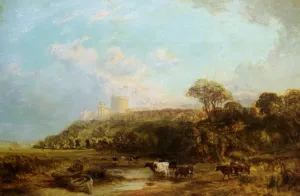 Cattle Watering Windsor Castle Beyond painting by George Vicat Cole