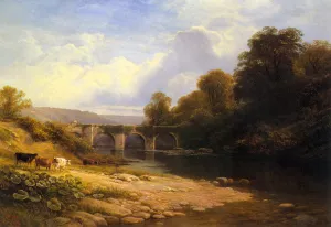 Staveton Bridge, Devon painting by George Vicat Cole