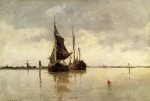 Harbor Scene, Dordrecht by George W. Platt - Oil Painting Reproduction
