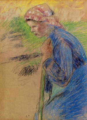 Young Peasant Girl Study by George W. Platt Oil Painting