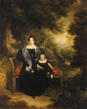 Portrait of a Lady and Child by George W. Twibill Jr. Oil Painting