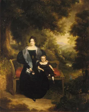 Portrait of a Lady and Child by George W. Twibill Jr. Oil Painting
