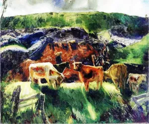 Cattle and Pig Pen by George Wesley Bellows - Oil Painting Reproduction