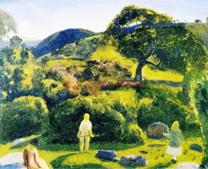 Children and Summer Among the Shrubs by George Wesley Bellows - Oil Painting Reproduction