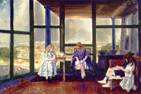 Children on the Porch by George Wesley Bellows - Hand-Painted Oil Painting Reproduction
