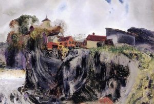 Cliffs at Eddyville Oil painting by George Wesley Bellows