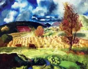Cornfield and Harvest by George Wesley Bellows Oil Painting