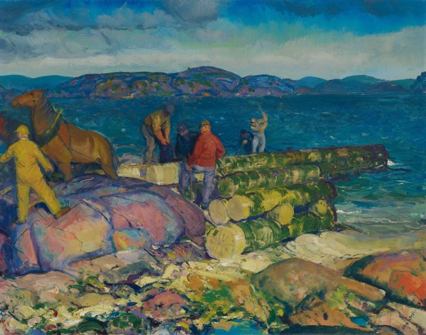 Dock Builders by George Wesley Bellows - Hand-Painted Oil Painting Reproduction