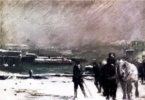 Docks in Winter by George Wesley Bellows - Oil Painting Reproduction