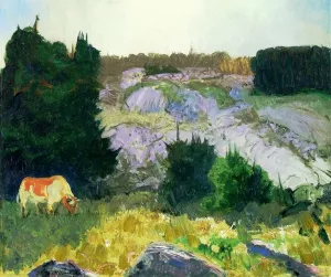 Edge of the Pasture - Glow of the Sun by George Wesley Bellows - Oil Painting Reproduction