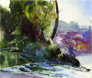 Fisherman and Stream by George Wesley Bellows Oil Painting