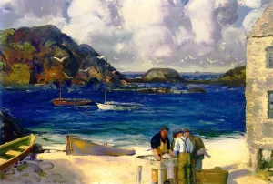 Fishing Harbor, Monhegan Island by George Wesley Bellows - Oil Painting Reproduction