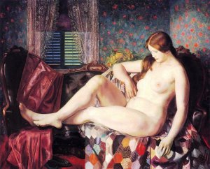 Nude with Hexagonal Quilt Oil painting by George Wesley Bellows