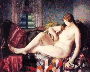 Nude with Hexagonal Quilt by George Wesley Bellows Oil Painting