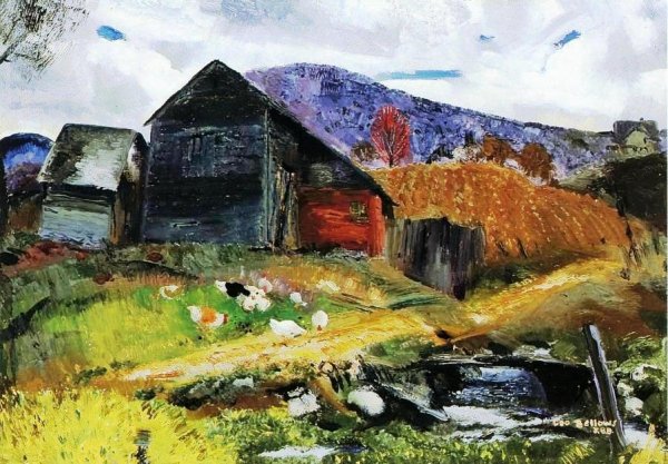 Main Product Photo of Old Barn in Shady Valley Painting by George Wesley Bellows