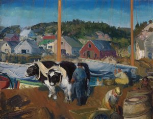 Ox Team, Wharf at Matinicus by George Wesley Bellows Oil Painting