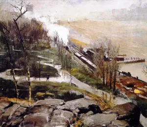 Rain on the River by George Wesley Bellows Oil Painting