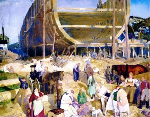 Shipyard Society by George Wesley Bellows Oil Painting