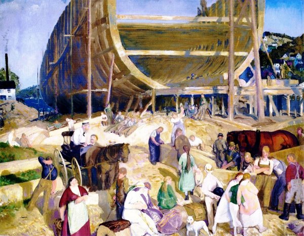Main Product Photo of Shipyard Society Painting by George Wesley Bellows