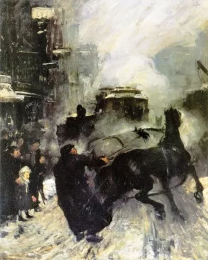 Steeming Streets by George Wesley Bellows - Oil Painting Reproduction
