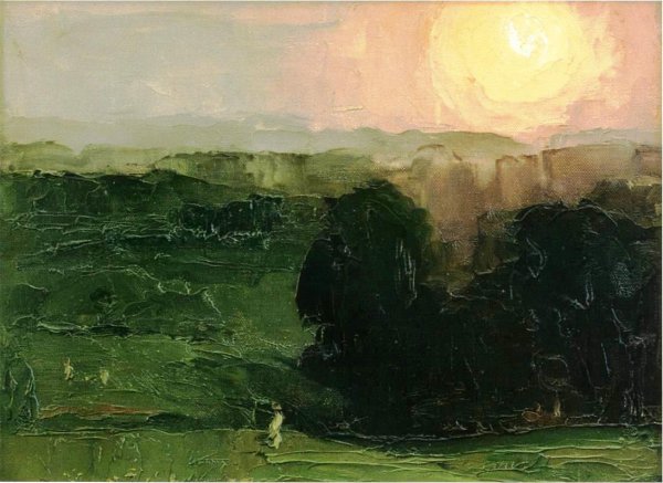 Sunset, Jersey Hills by George Wesley Bellows - Hand-Painted Oil Painting Reproduction