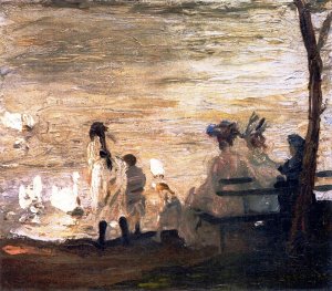 Swans in Central Park Oil painting by George Wesley Bellows