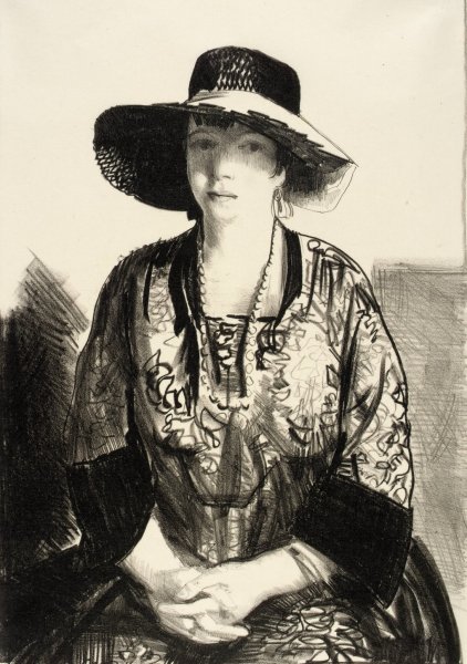The Black Hat  by George Wesley Bellows - Hand-Painted Oil Painting Reproduction
