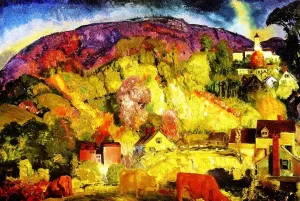 The Village on the Hill by George Wesley Bellows - Oil Painting Reproduction