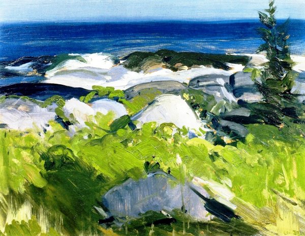 Main Product Photo of Vine Clad Shore - Monhegan Island Painting by George Wesley Bellows