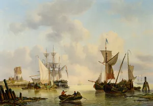 Sailing Vessels in a Calm painting by George Willem Opdenhoff