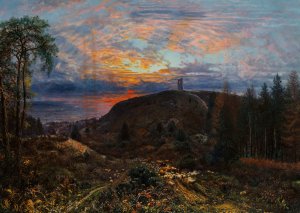 Sheep and cattle before Leith Hill, Edinburgh by George William Mote Oil Painting